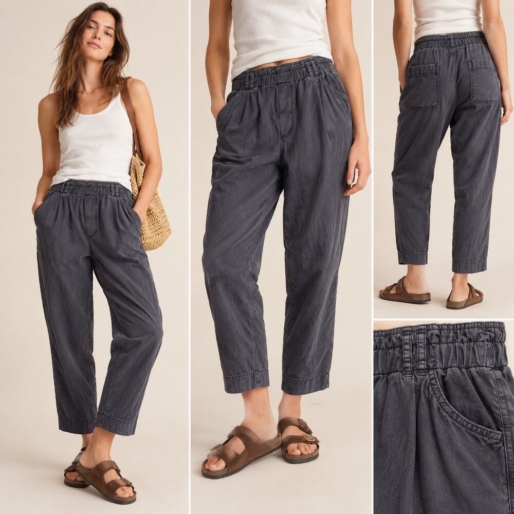Anthropologie Charcoal Cotton Tapered Pants XL